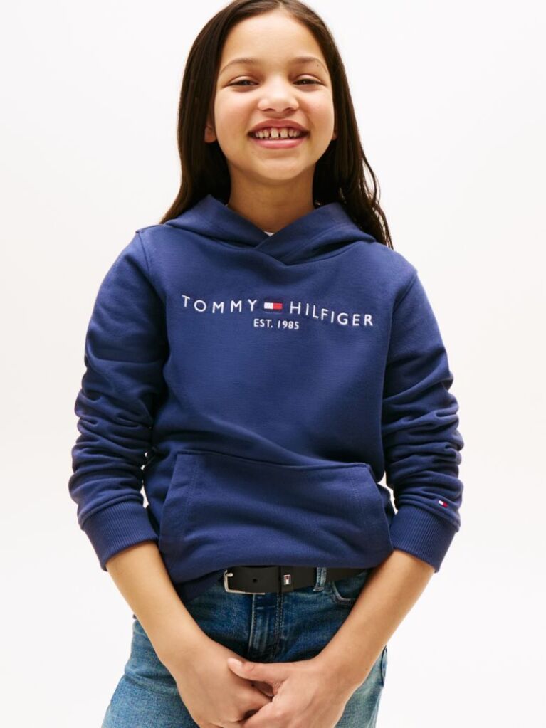 Blue Essential Logo Organic Cotton Hoody  Kids Unisex