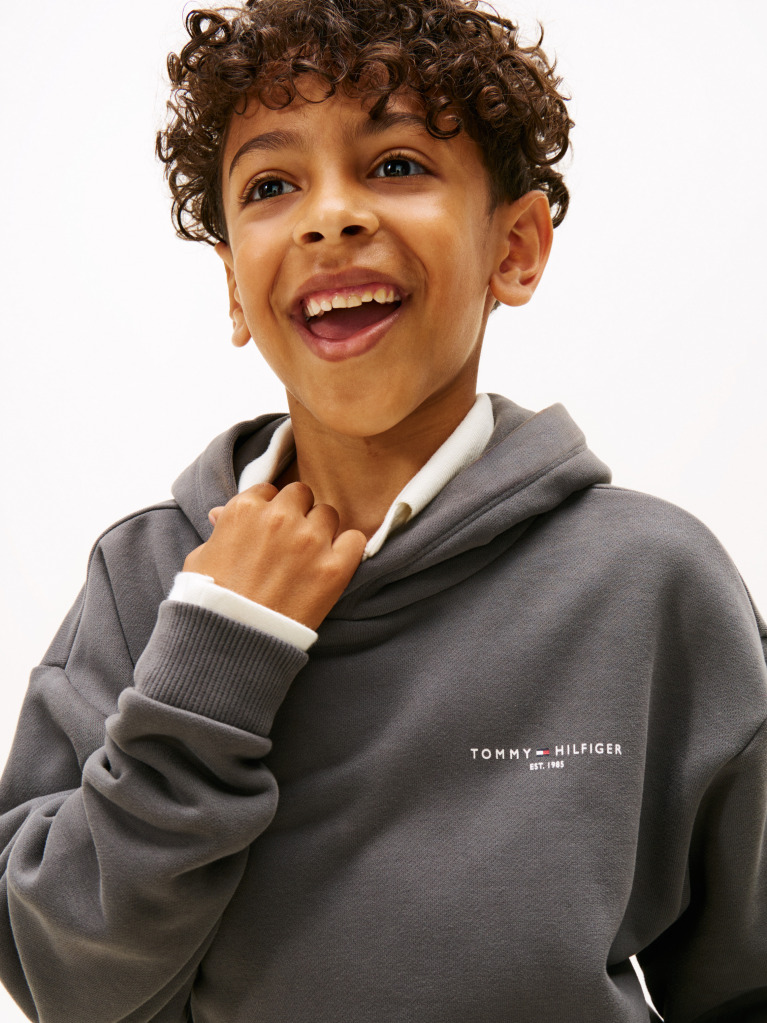 Γκρι Fleece Hoody Με Λογότυπο Σε Κανονική Γραμμή  Παιδί Unisex
