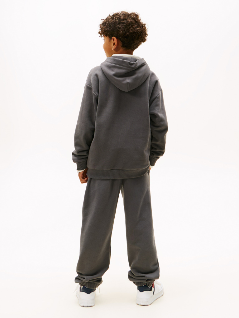 Γκρι Fleece Hoody Με Λογότυπο Σε Κανονική Γραμμή  Παιδί Unisex