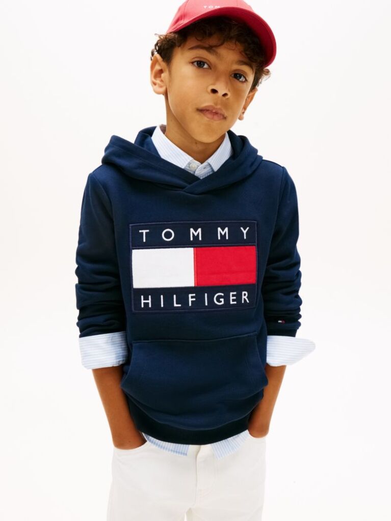 Blue Heritage Flag Badge Terry Hoody  Kids Unisex
