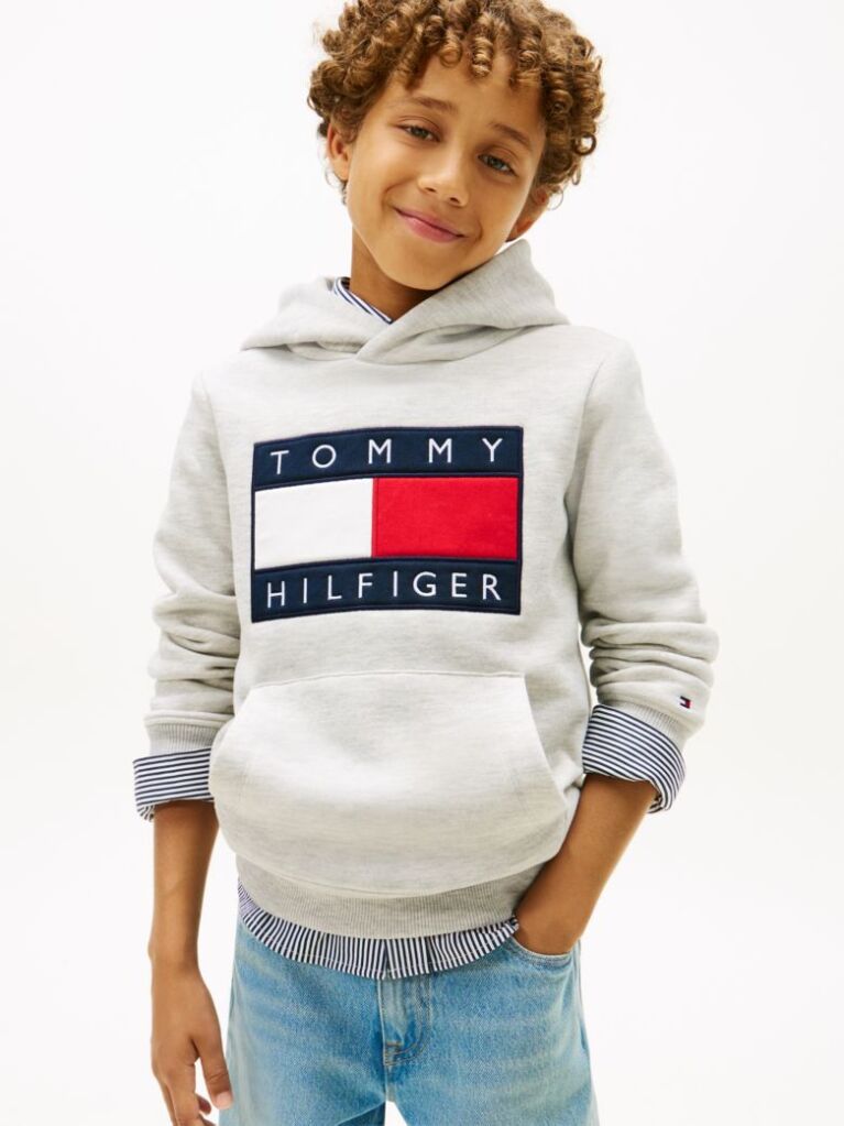 Grey Heritage Flag Badge Terry Hoody  Kids Unisex