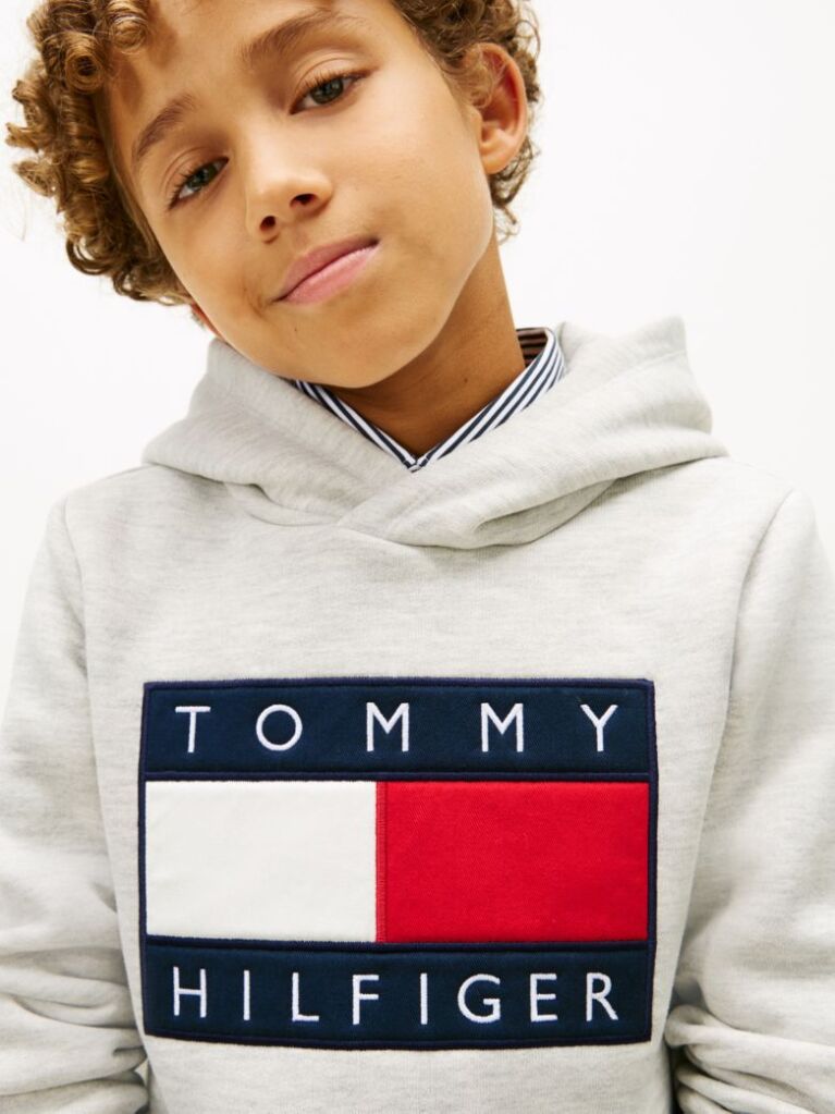 Grey Heritage Flag Badge Terry Hoody  Kids Unisex