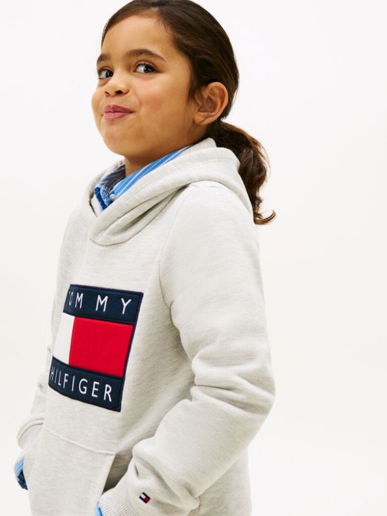 Grey Heritage Flag Badge Terry Hoody  Kids Unisex