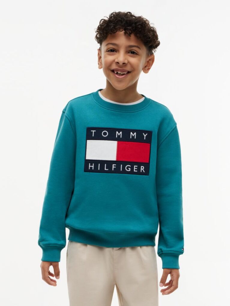 Blue Heritage Flag Logo Crew Neck Jumper  Kids Unisex