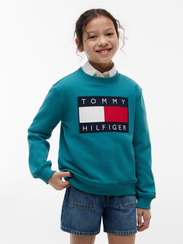 Blue Heritage Flag Logo Crew Neck Jumper  Kids Unisex