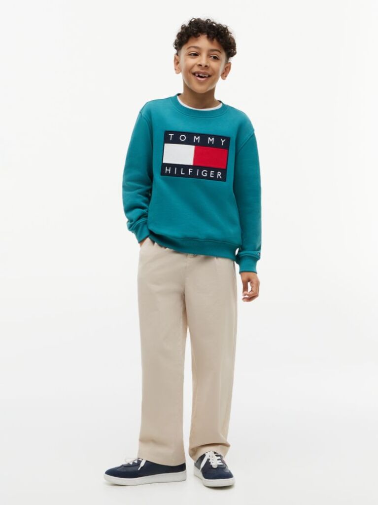 Blue Heritage Flag Logo Crew Neck Jumper  Kids Unisex