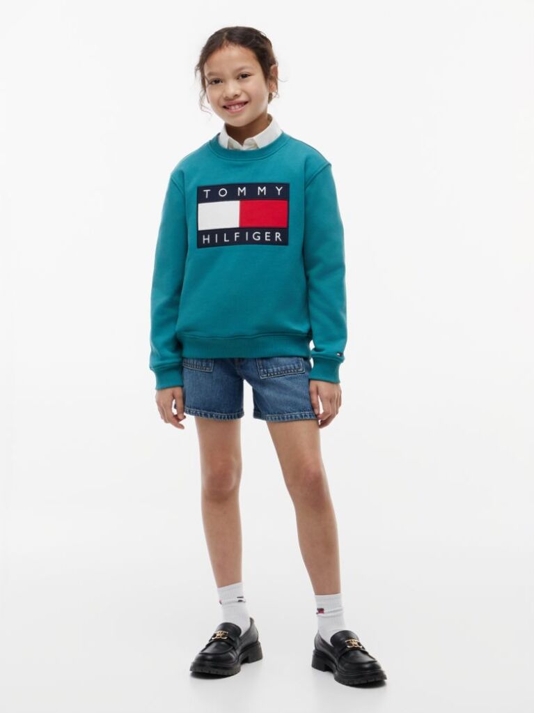 Blue Heritage Flag Logo Crew Neck Jumper  Kids Unisex