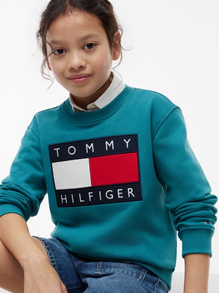 Blue Heritage Flag Logo Crew Neck Jumper  Kids Unisex