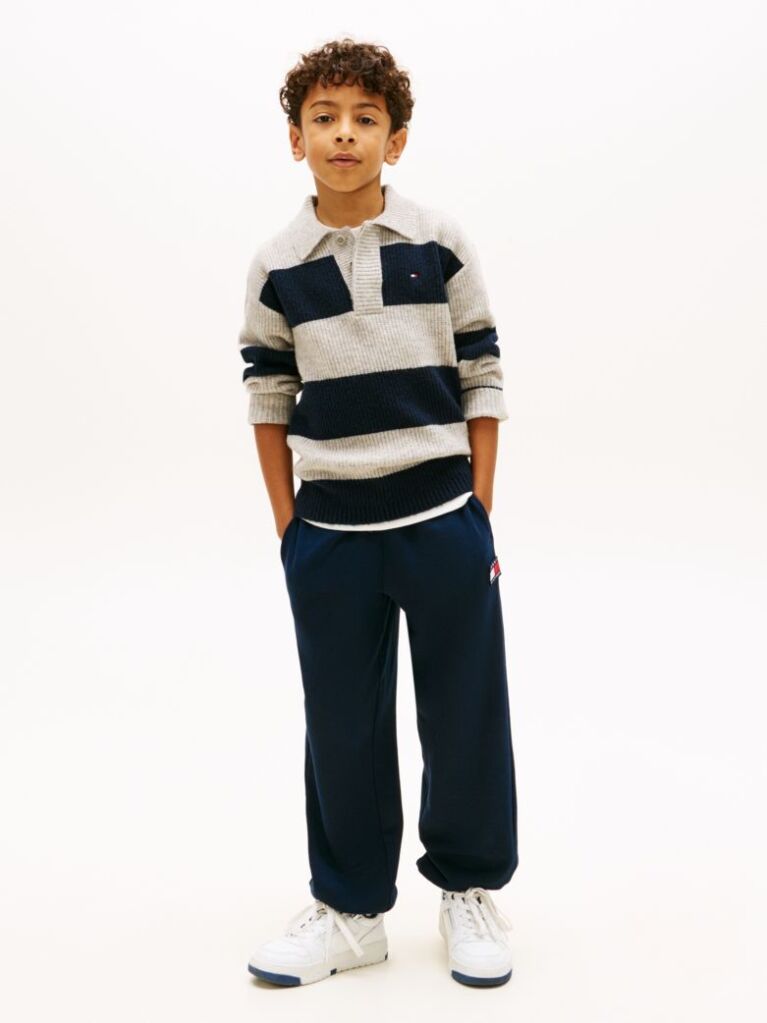 Blue Heritage Flag Logo Cuffed Drawstring Joggers  Kids Unisex