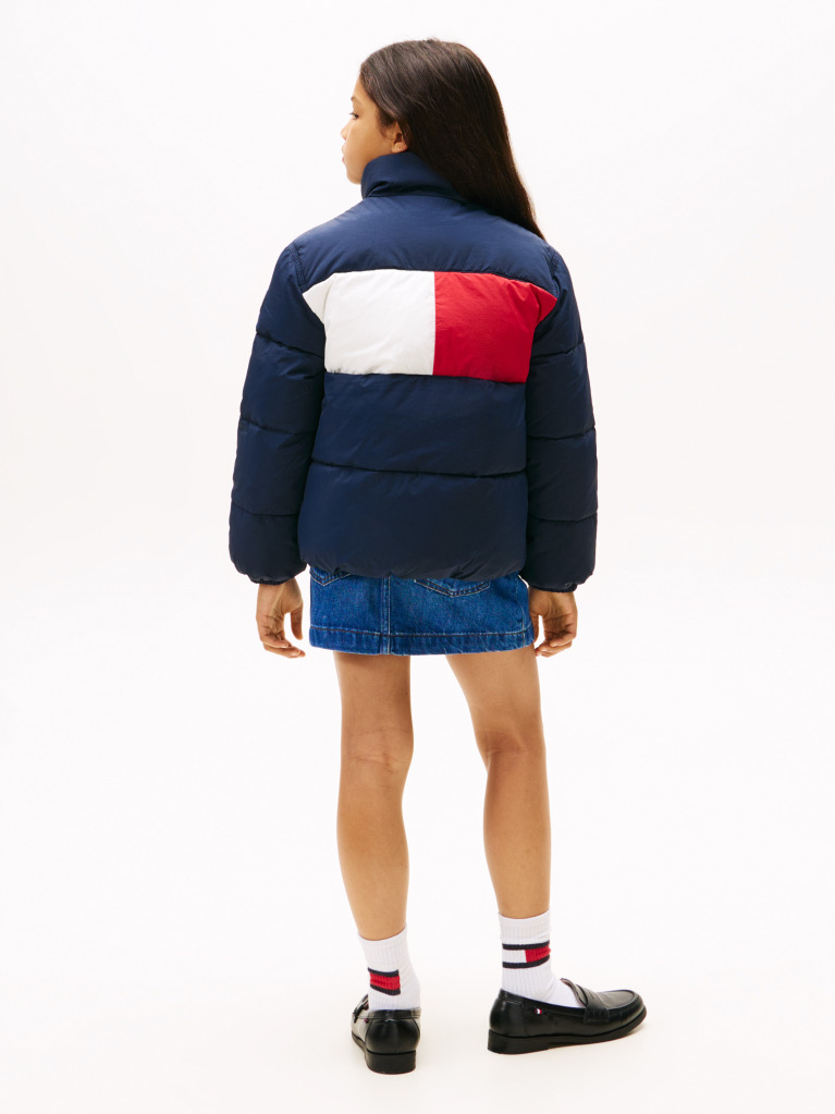 Blue Back Flag Logo Puffer Jacket  Kids Unisex