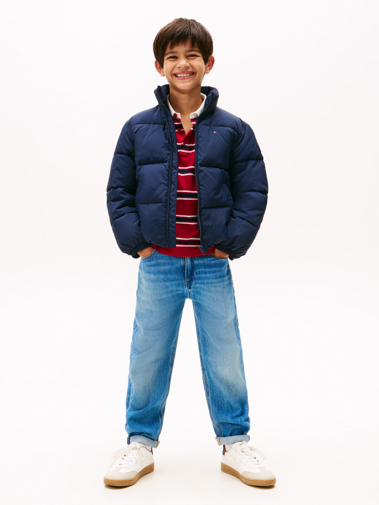 Blue Back Flag Logo Puffer Jacket  Kids Unisex