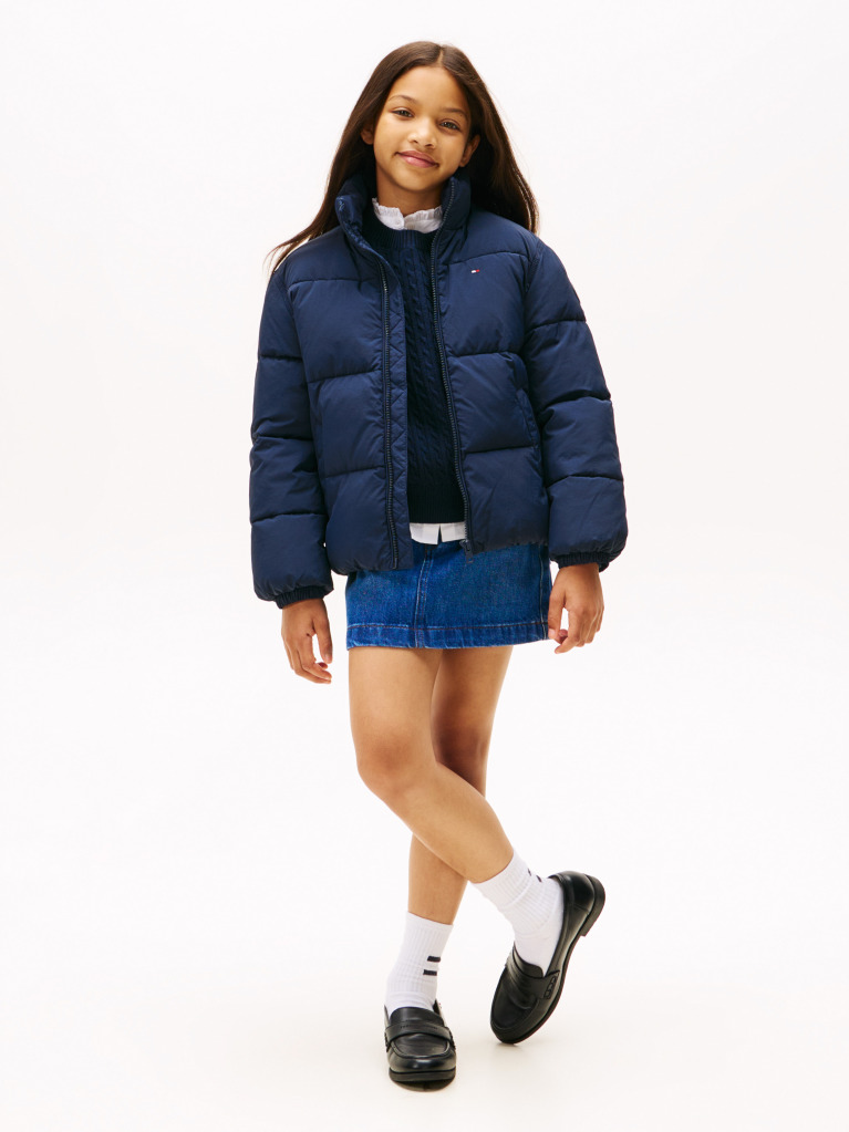 Blue Back Flag Logo Puffer Jacket  Kids Unisex