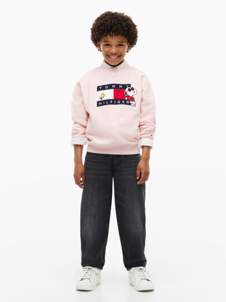 Pink Peanuts® Flag Graphic Embroidery Jumper  Kids Unisex