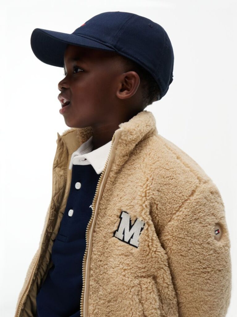 Μπεζ Teddy Τζάκετ Με Varsity Λογότυπο  Παιδί Unisex