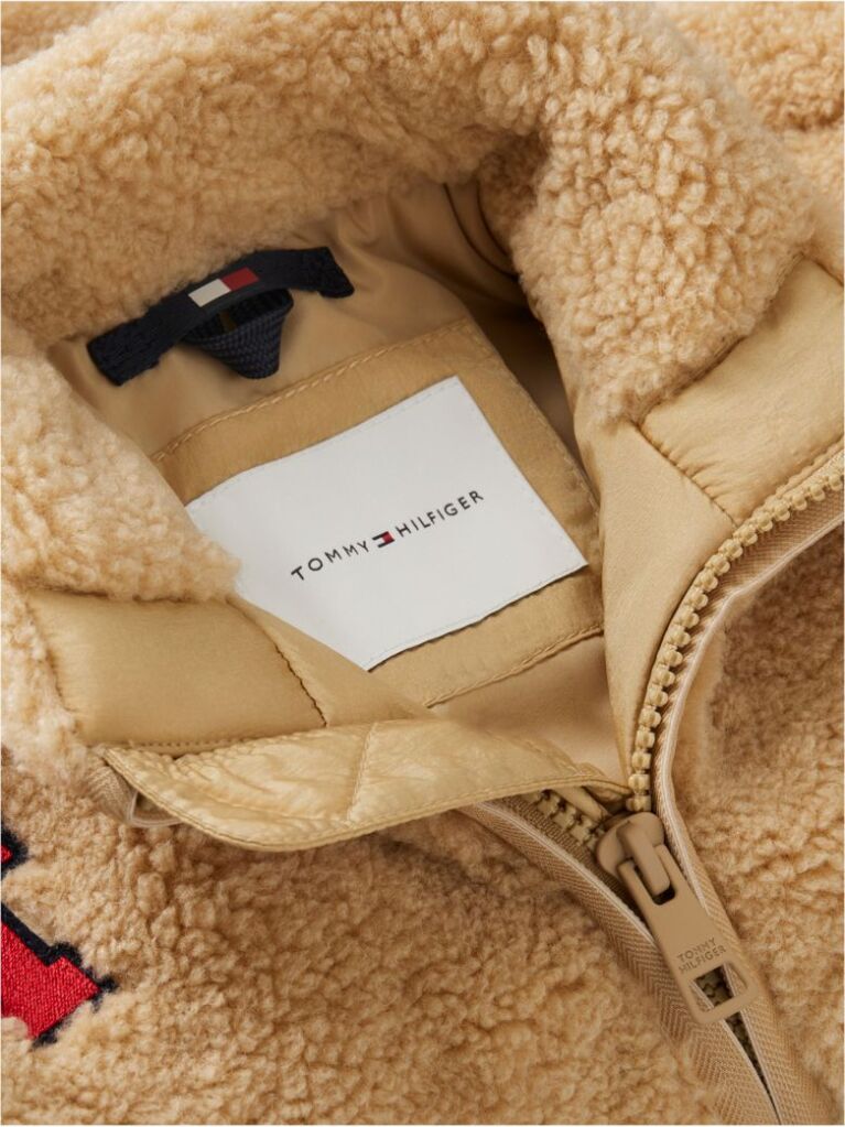 Μπεζ Teddy Τζάκετ Με Varsity Λογότυπο  Παιδί Unisex