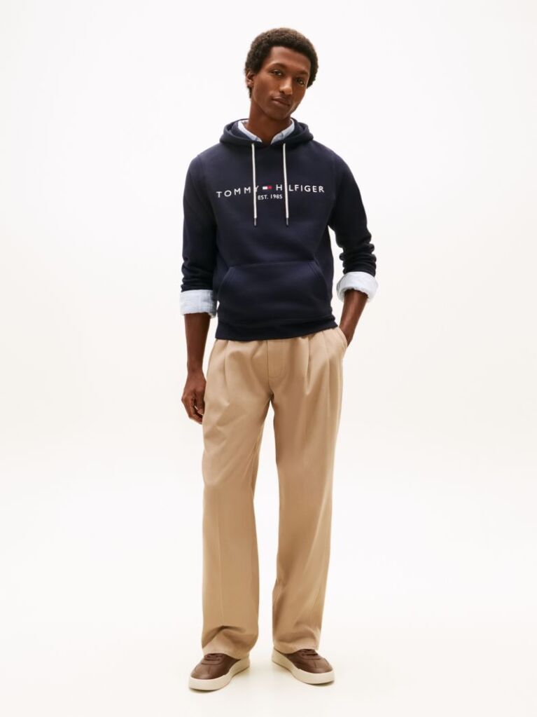 Μπλε Fleece Hoody Με Λογότυπο  Άνδρες