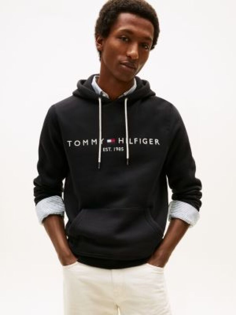 Μαύρο Fleece Hoody Με Λογότυπο  Άνδρες