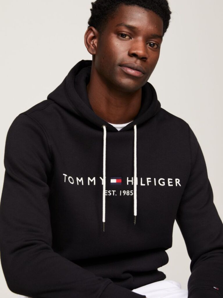 Μαύρο Fleece Hoody Με Λογότυπο  Άνδρες