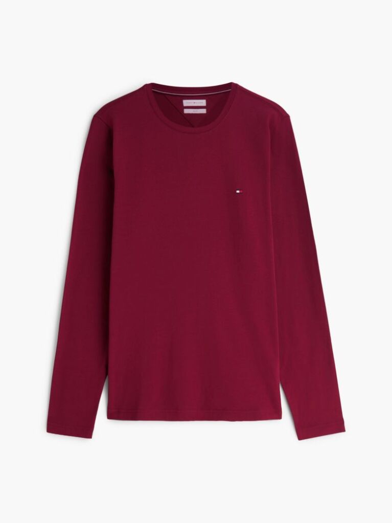 Κόκκινο Μακρυμανικο T-Shirt Σε Slim Ελαστικη Γραμμη  Άνδρες