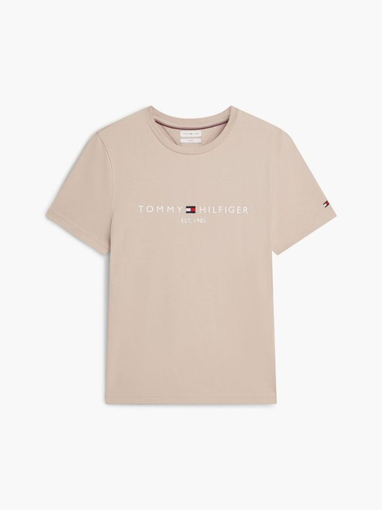 Beige Organic Cotton Chest Logo T-Shirt  Men