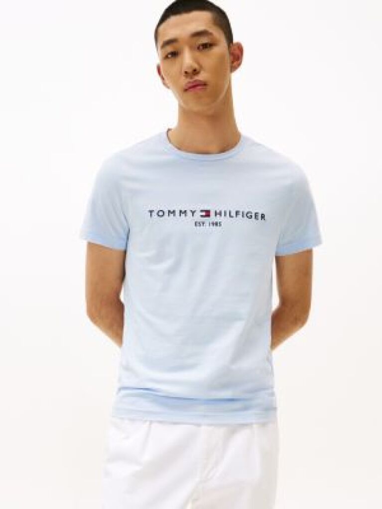 Blue Organic Cotton Chest Logo T-Shirt  Men
