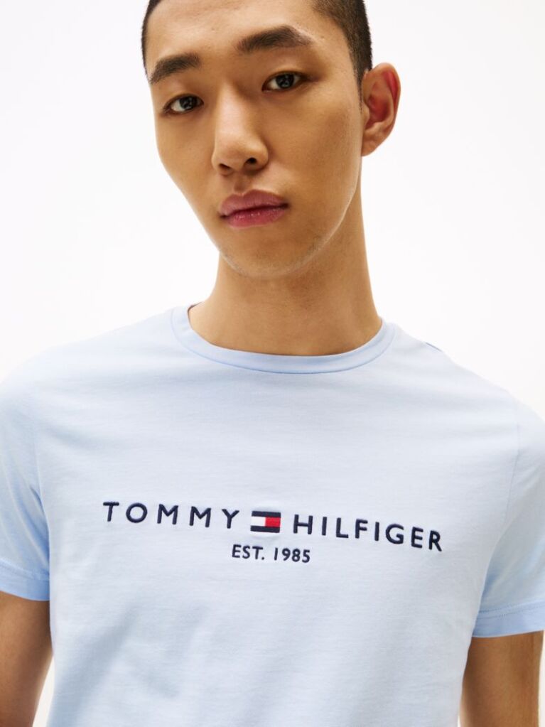 Blue Organic Cotton Chest Logo T-Shirt  Men
