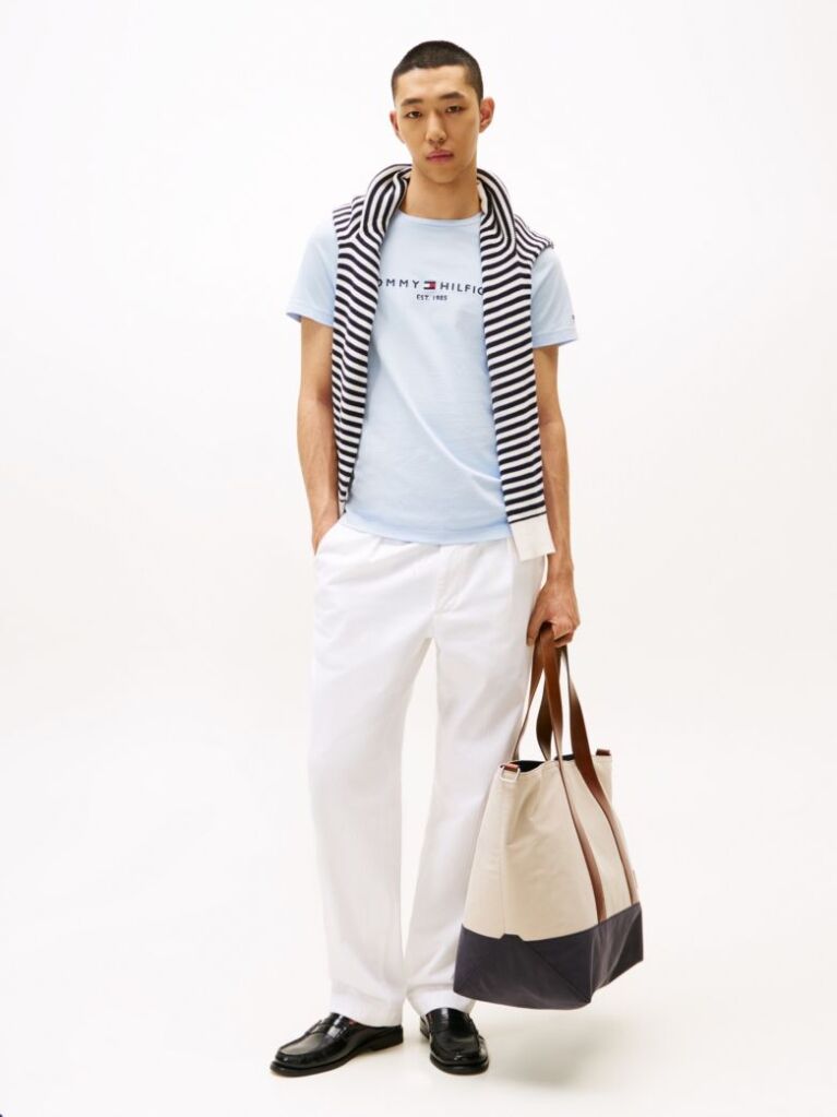Blue Organic Cotton Chest Logo T-Shirt  Men
