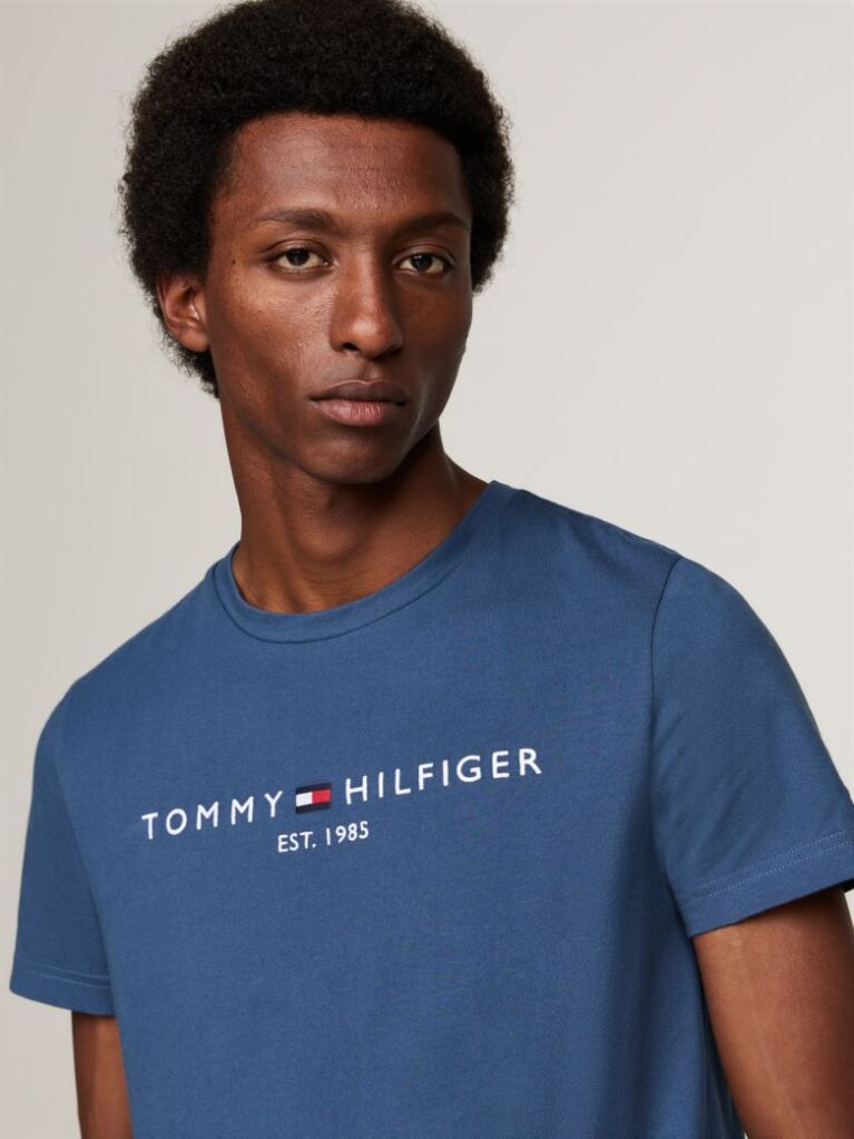 Blue Organic Cotton Chest Logo T-Shirt  Men