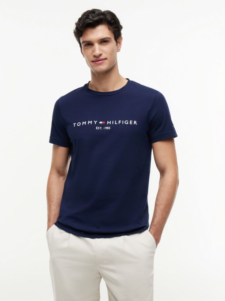 Blue Organic Cotton Chest Logo T-Shirt  Men