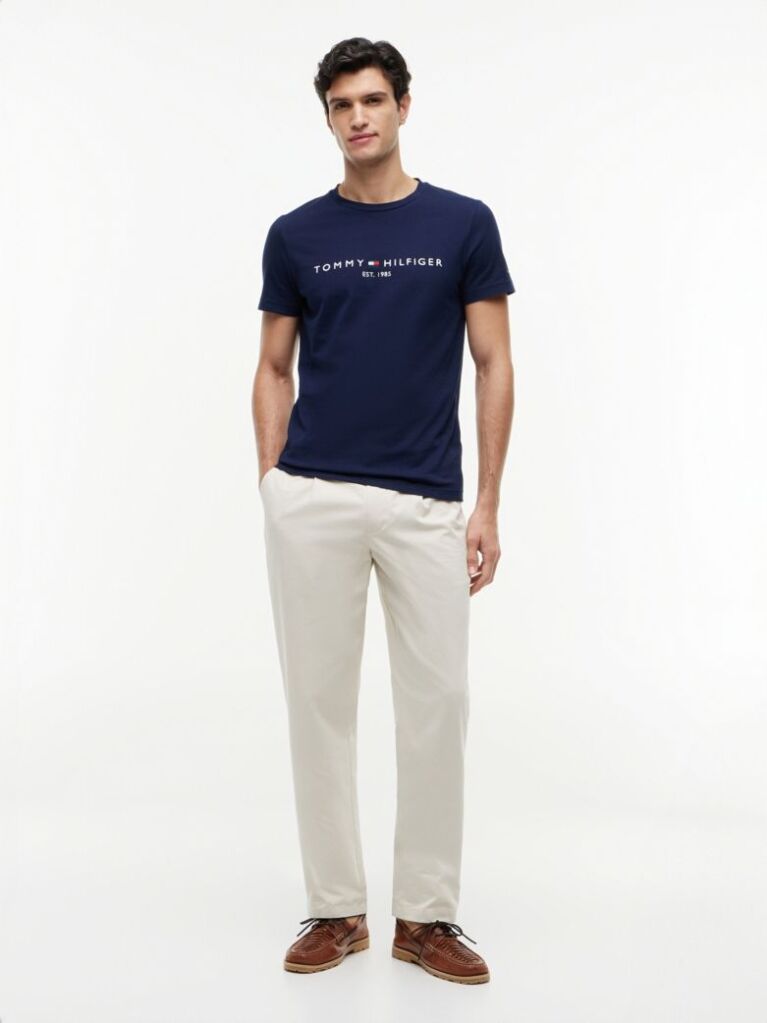 Blue Organic Cotton Chest Logo T-Shirt  Men