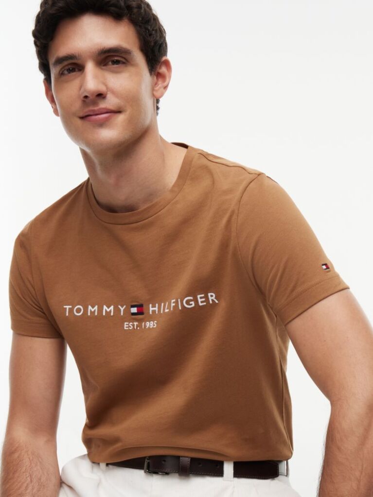 Brown Organic Cotton Chest Logo T-Shirt  Men
