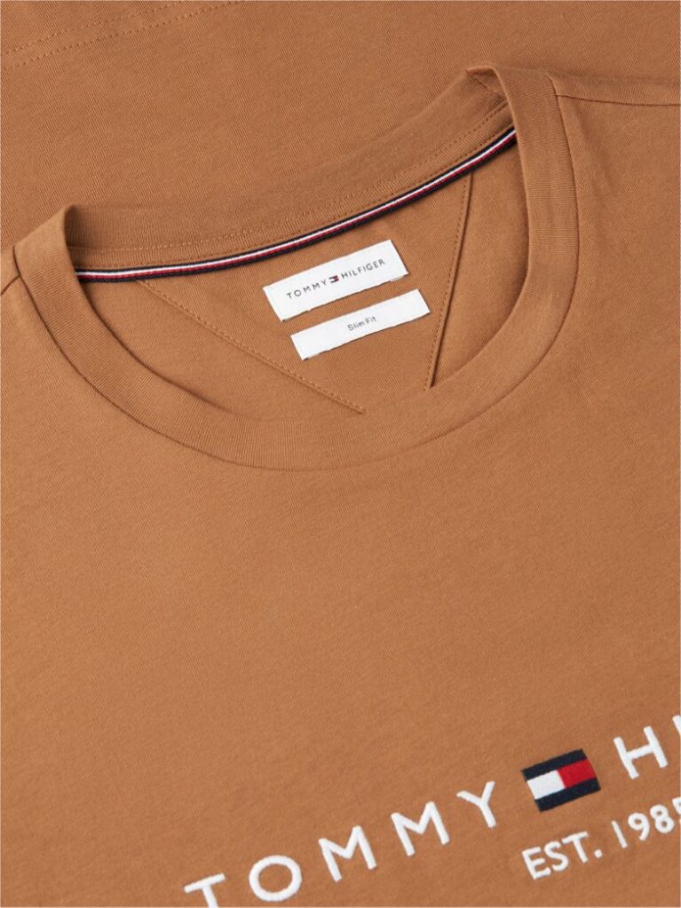Brown Organic Cotton Chest Logo T-Shirt  Men