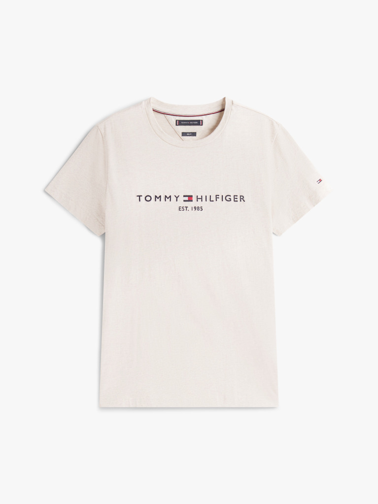 Beige Organic Cotton Chest Logo T-Shirt  Men