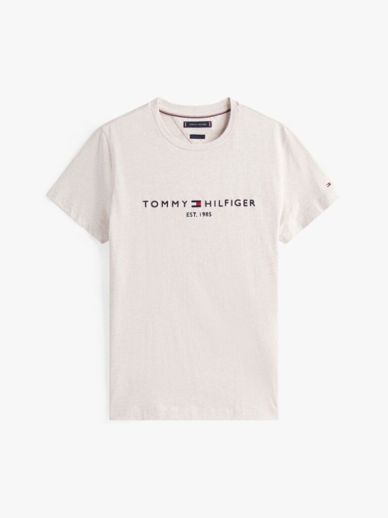 Beige Organic Cotton Chest Logo T-Shirt  Men