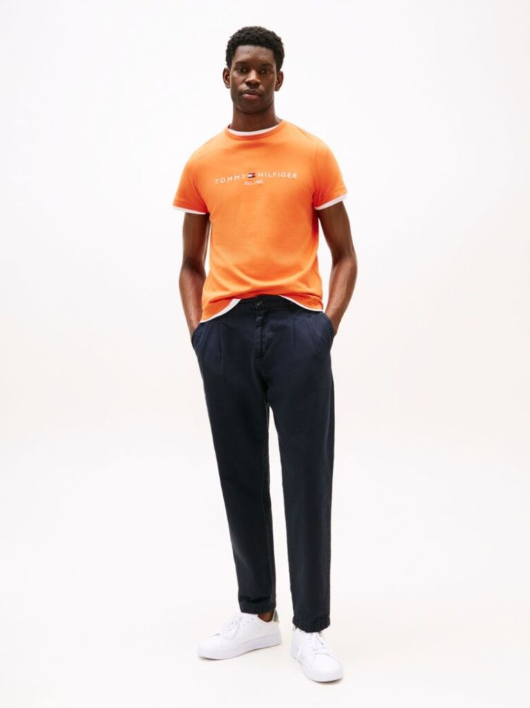 Orange Organic Cotton Chest Logo T-Shirt  Men