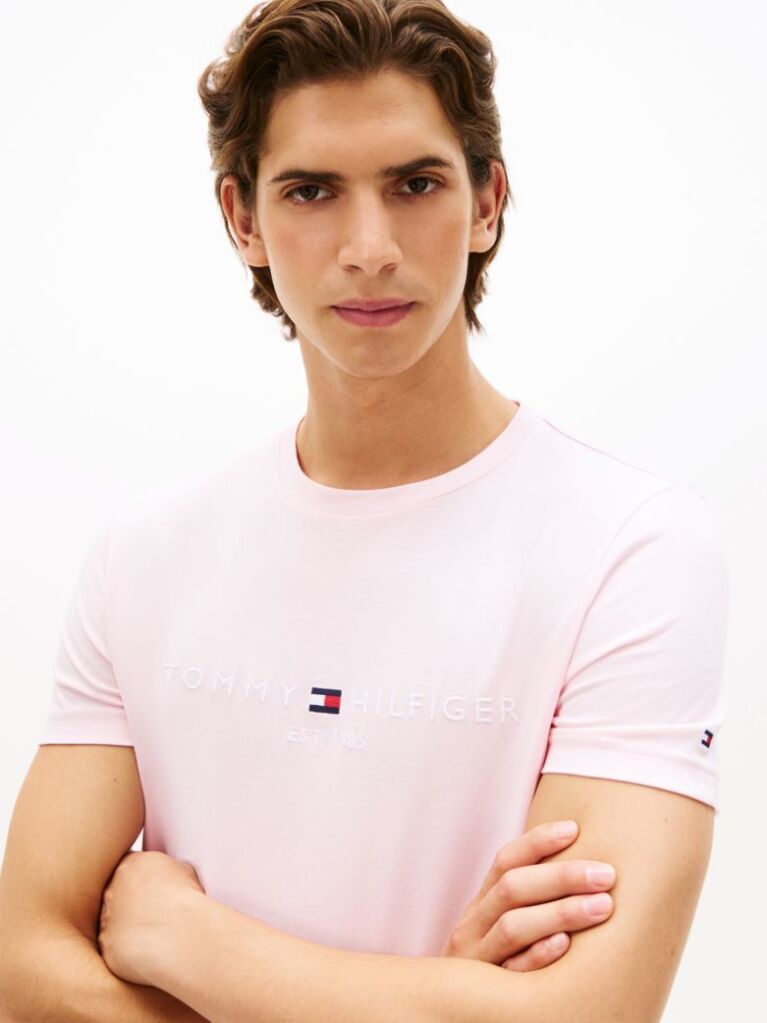 Pink Organic Cotton Chest Logo T-Shirt  Men