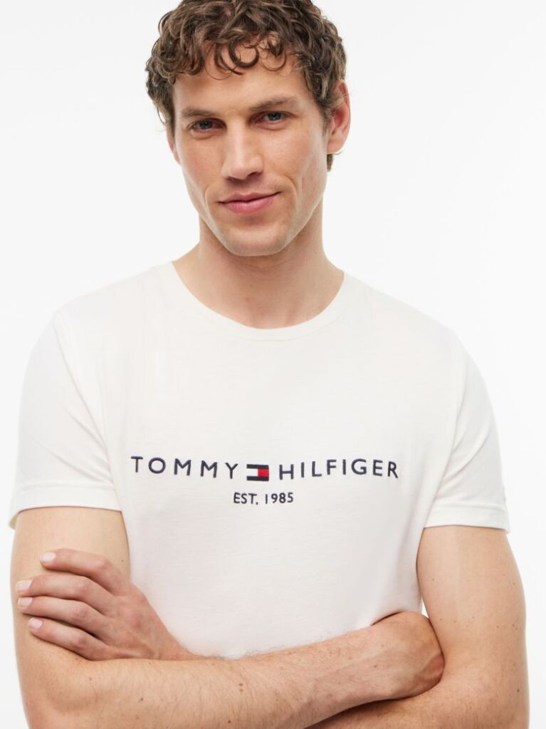 Beige Organic Cotton Chest Logo T-Shirt  Men