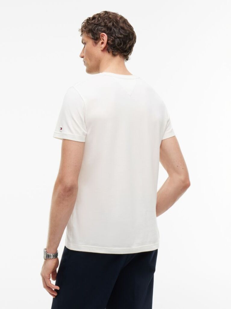 Beige Organic Cotton Chest Logo T-Shirt  Men