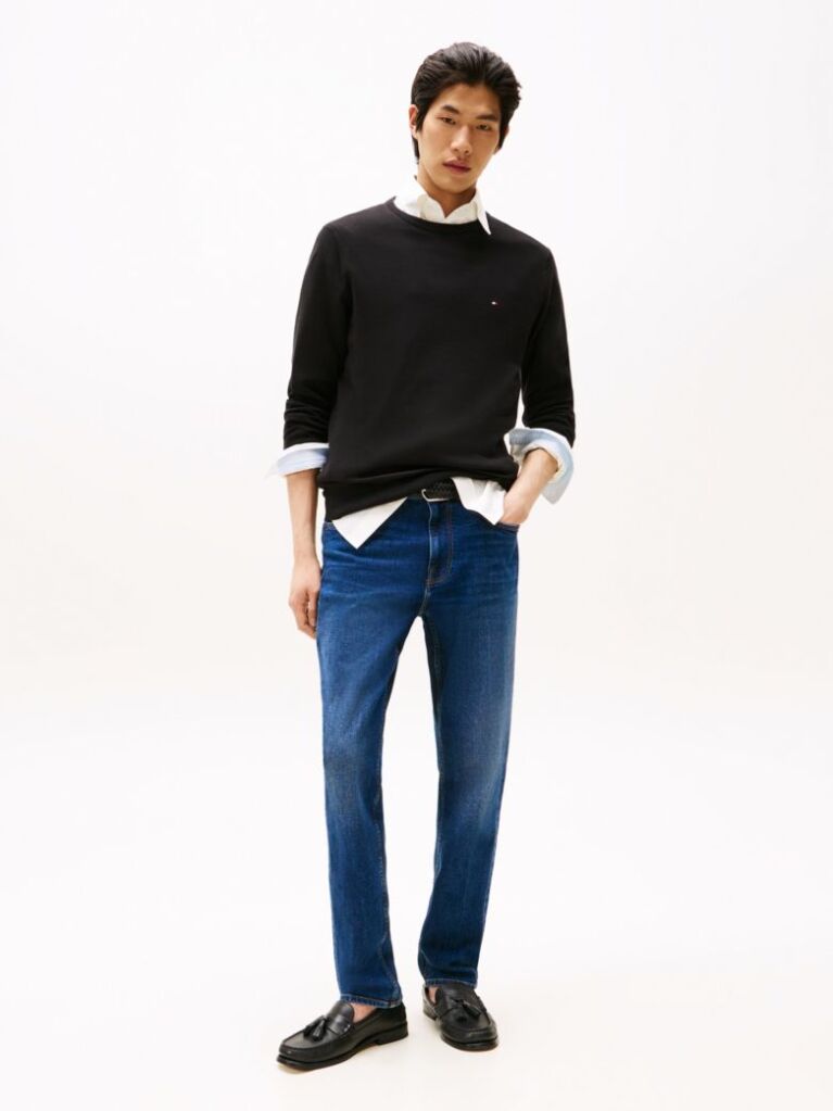 Black Crew Neck Flag Embroidery Jumper  Men