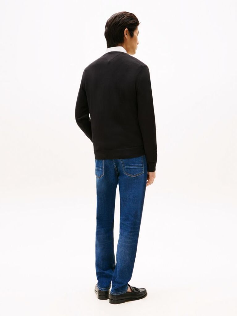 Black Crew Neck Flag Embroidery Jumper  Men