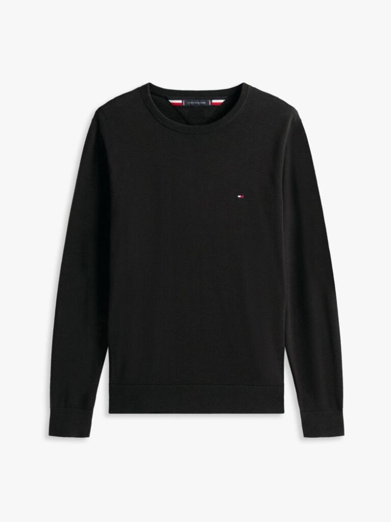 Black Crew Neck Flag Embroidery Jumper  Men