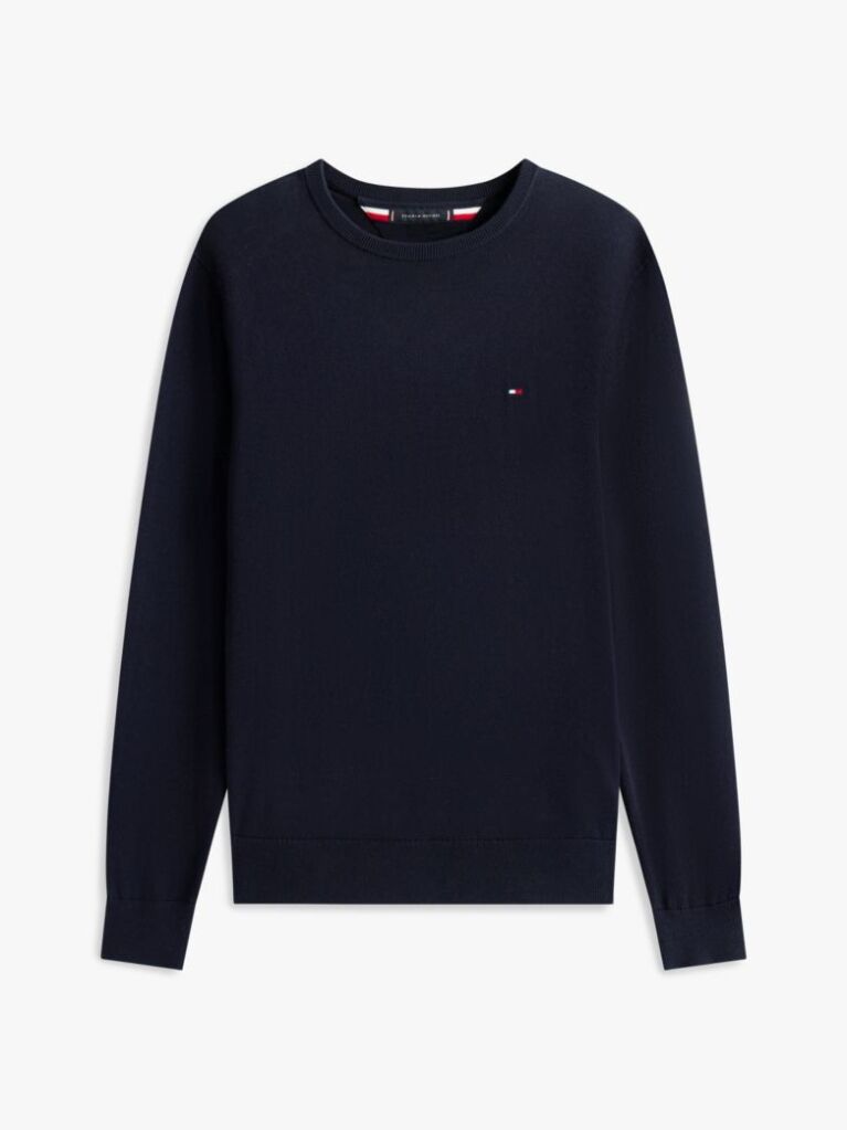 Blue Crew Neck Flag Embroidery Jumper  Men