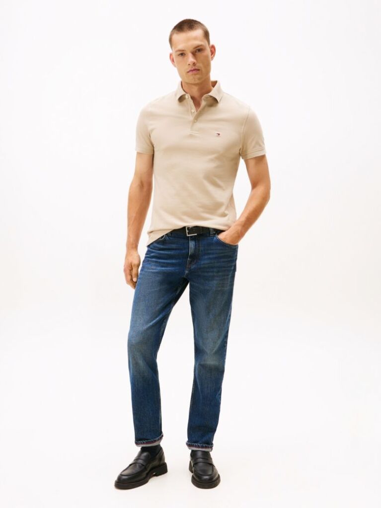Beige 1985 Organic Cotton Slim Fit Polo  Men