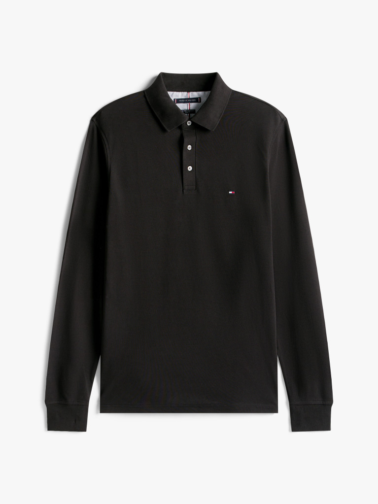 Black 1985 TH Flex Slim Fit Long Sleeve Polo  Men