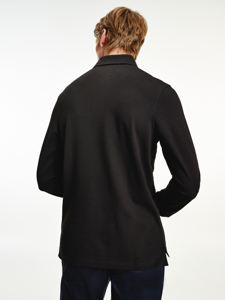 Black 1985 TH Flex Slim Fit Long Sleeve Polo  Men