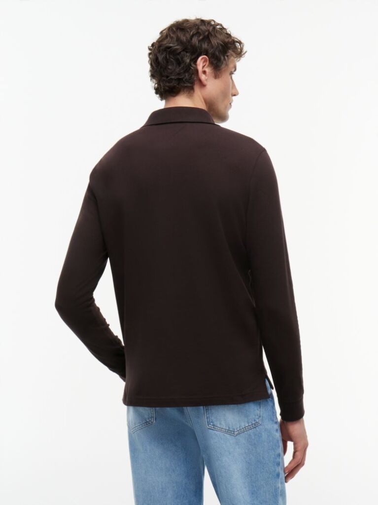 Brown 1985 TH Flex Regular Fit Long Sleeve Polo  Men