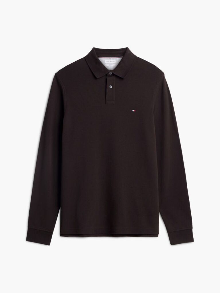 Brown 1985 TH Flex Regular Fit Long Sleeve Polo  Men