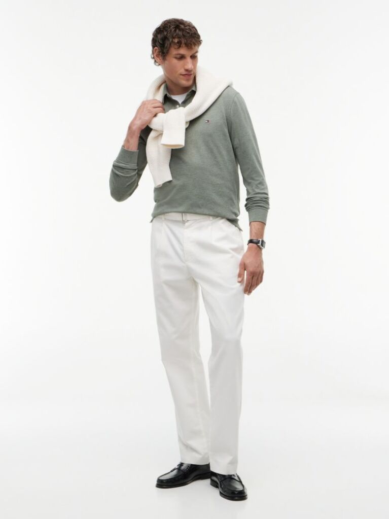 Green 1985 TH Flex Regular Fit Long Sleeve Polo  Men