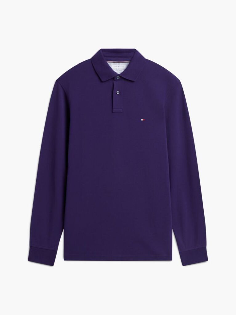 Purple 1985 TH Flex Regular Fit Long Sleeve Polo  Men