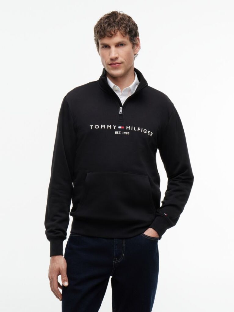 Black Combining casual style with enhanced comfort, this sweatshirt is made from flex fleece and has a cosy, zip-adjustable mock turtleneck.  Men